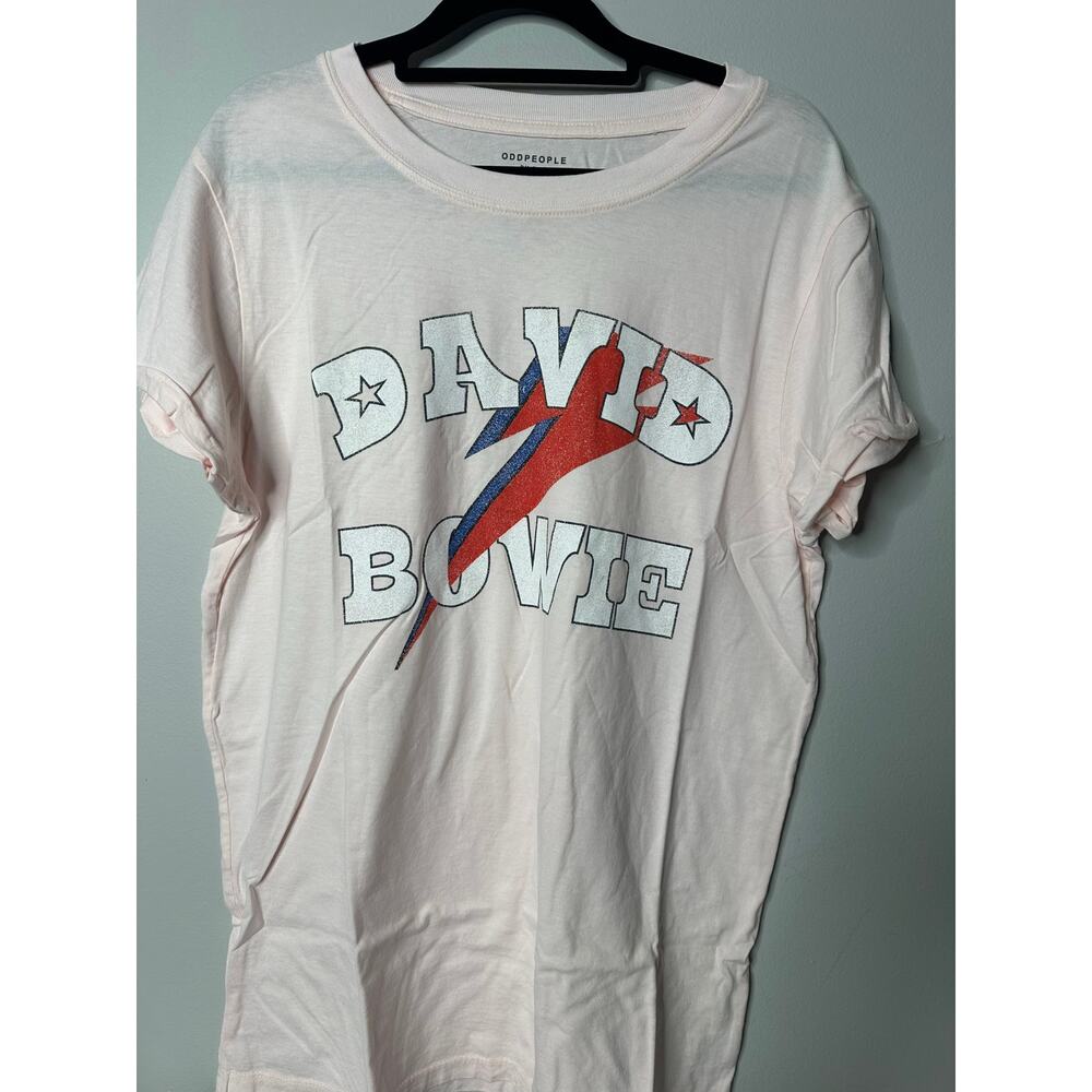 NWT Recycled Karma David Bowie Pink Lightening Bolt T-Shirt Sz M